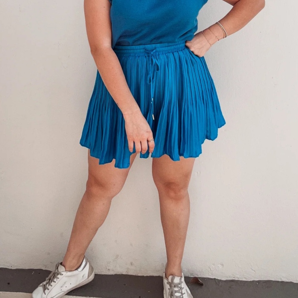 Royal Blue Pleated Skirt
